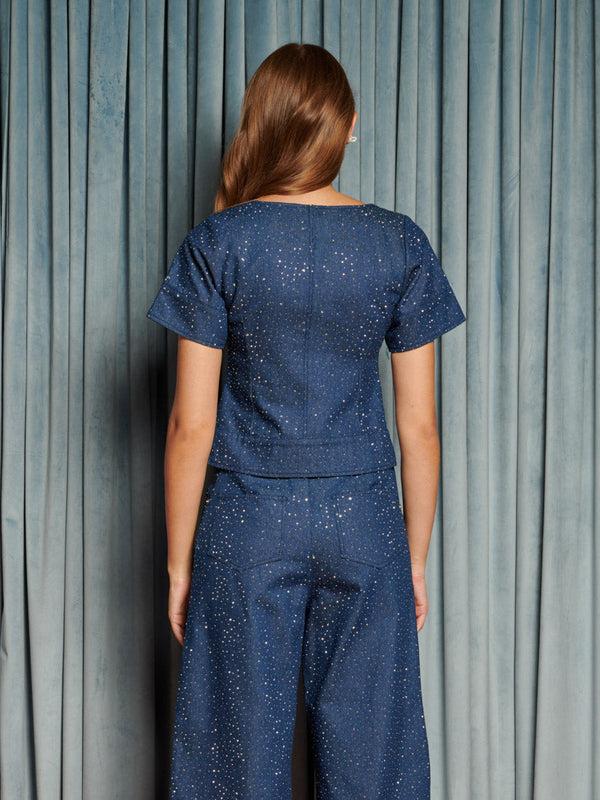 Sister Jane Daze Embellished Denim Top