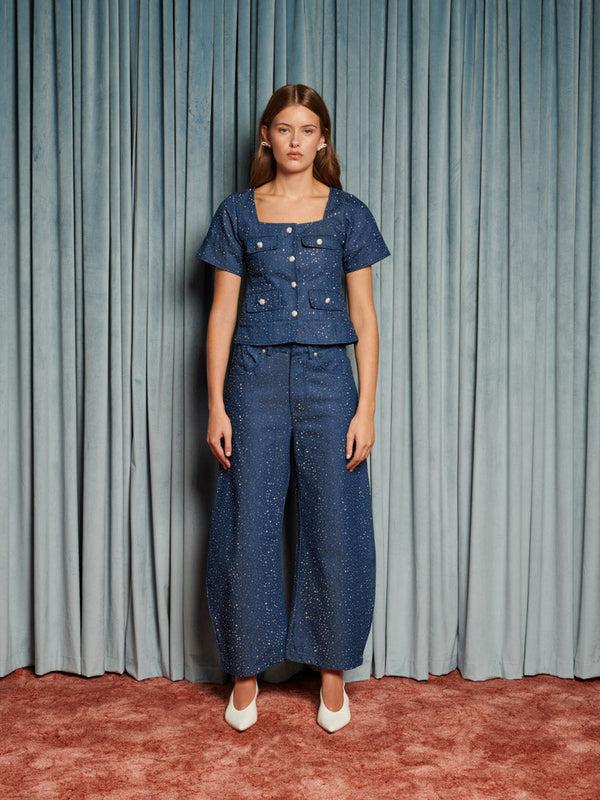 Sister Jane Daze Embellished Denim Top