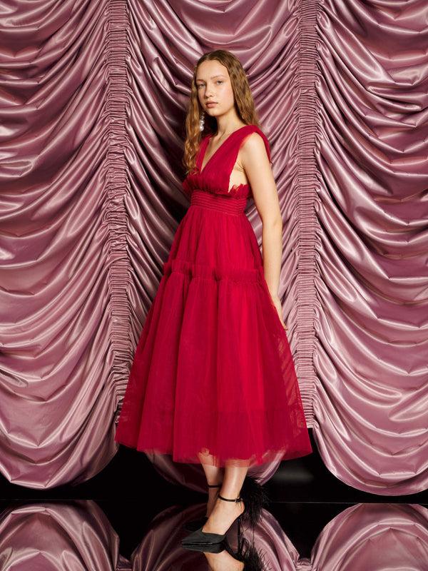 Sister Jane DREAM Rouge Tulle Midi Dress