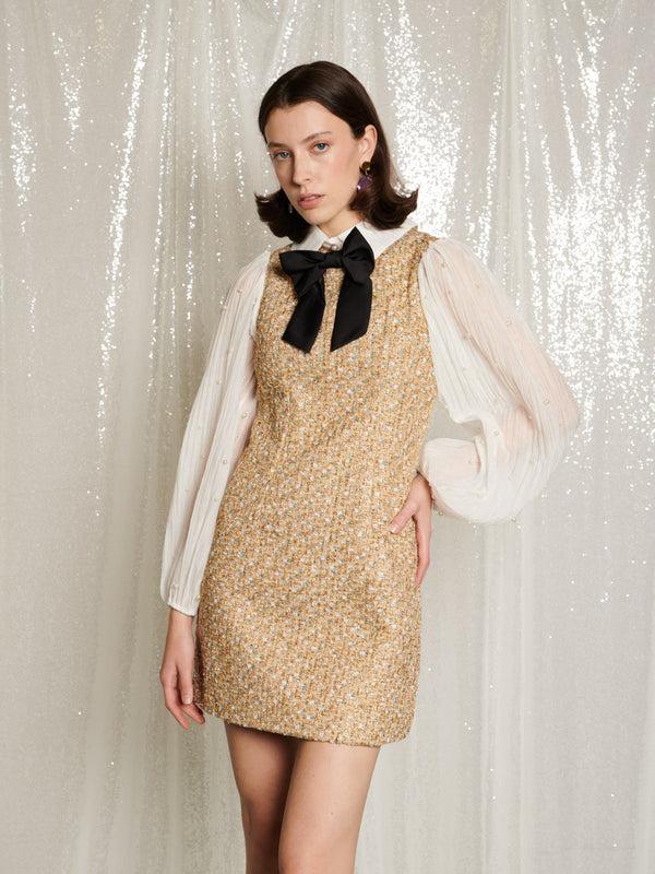 sister jane DREAM Sparkle Storm Tweed Mini Dress