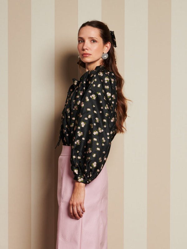 Sister Jane DREAM Tea Rose Jacquard Bow Blouse