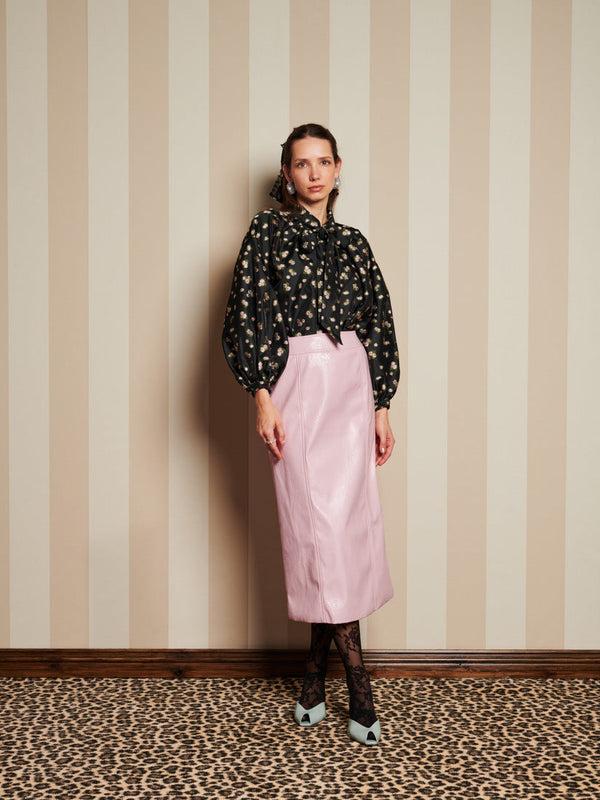 Sister Jane DREAM Tea Rose Jacquard Bow Blouse