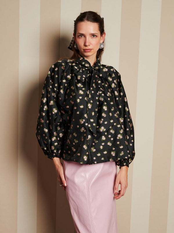 sister jane DREAM Tea Rose Jacquard Bow Blouse