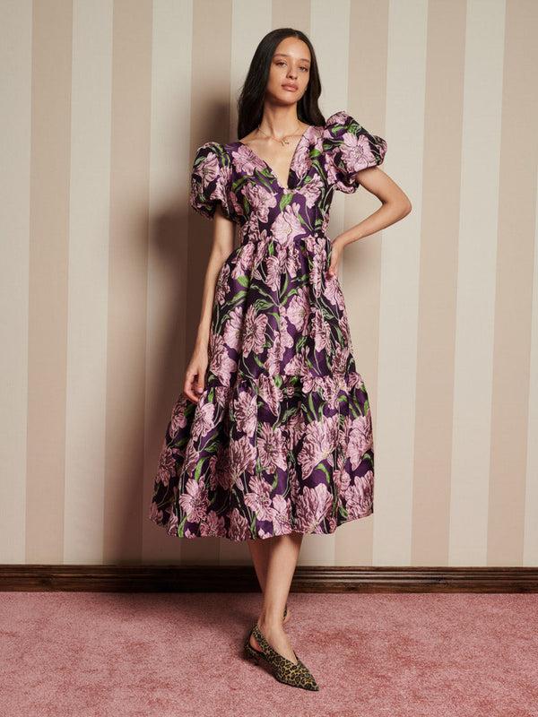 sister jane Floraison Jacquard Midi Dress