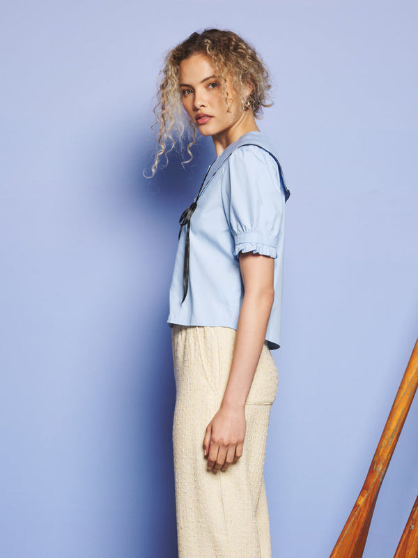 Sister Jane Glassy Bowed Collar Blouse