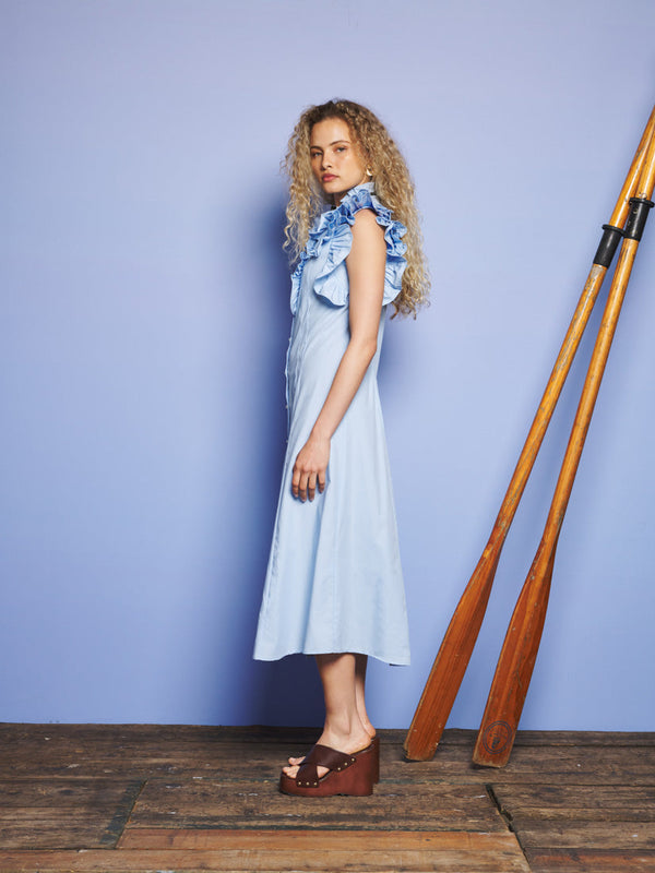 Sister Jane Glassy Ruffle Pleat Midi Dress
