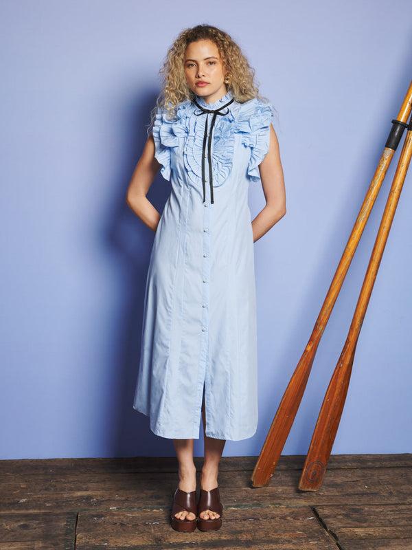 sister jane Glassy Ruffle Pleat Midi Dress