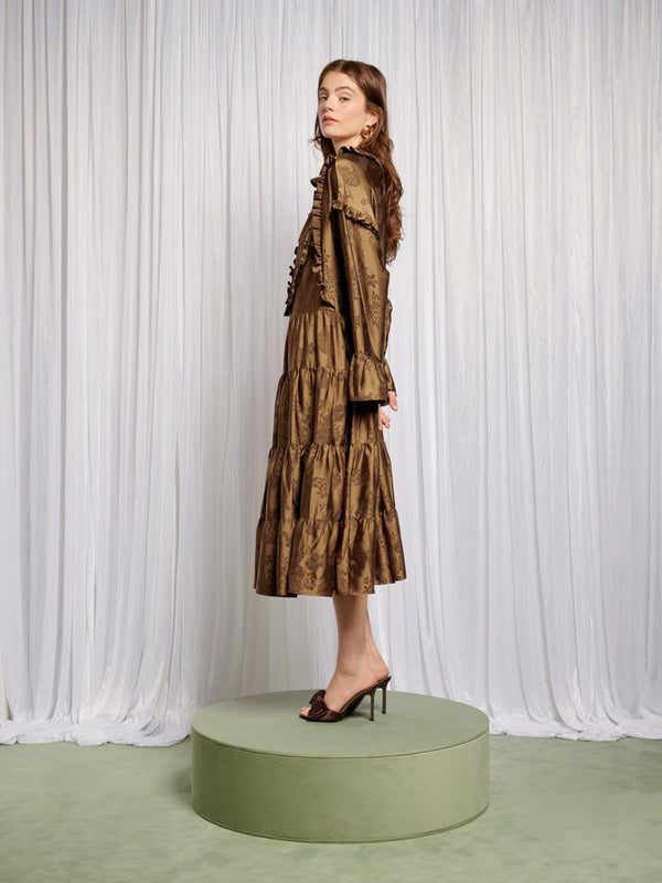 Sister Jane Helen Bib Jacquard Midi Dress