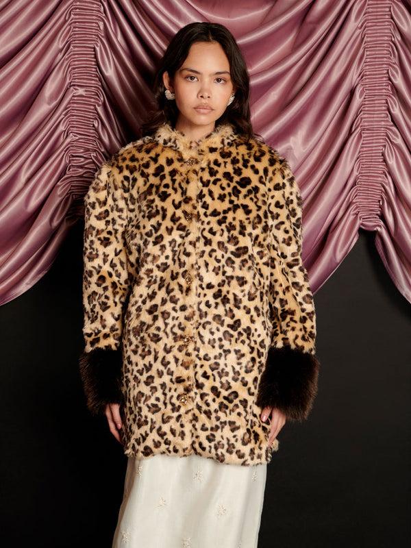 sister jane Malone Faux Fur Leopard Coat