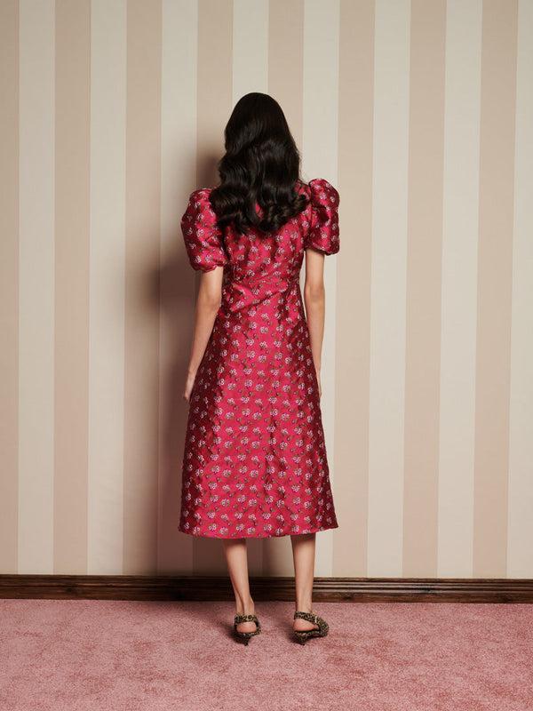 Sister Jane Momento Jacquard Midi Wrap Dress