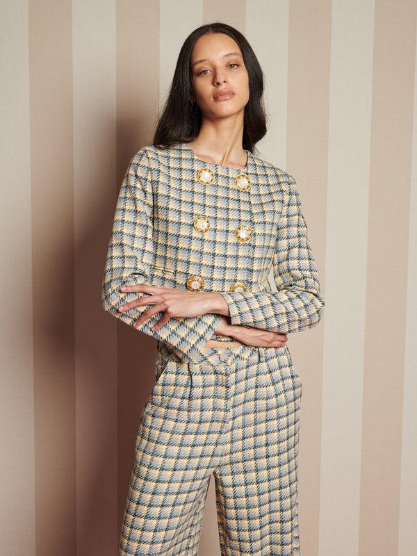 sister jane Nook Check Double Breasted Jacket