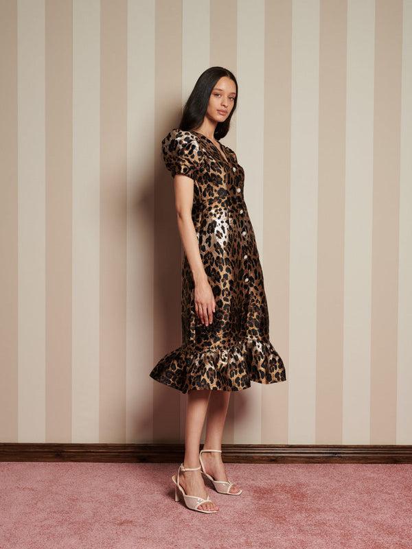 Sister Jane Suite Leopard Jacquard Midi Dress