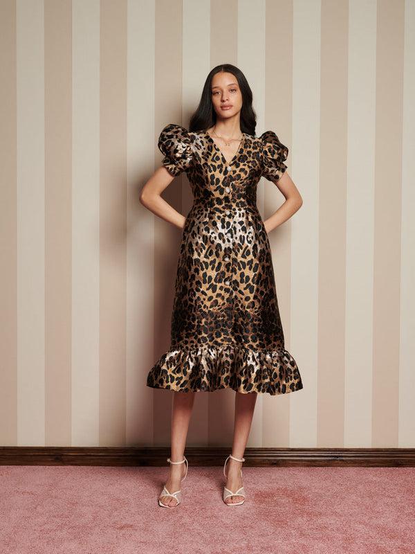 Sister Jane Suite Leopard Jacquard Midi Dress