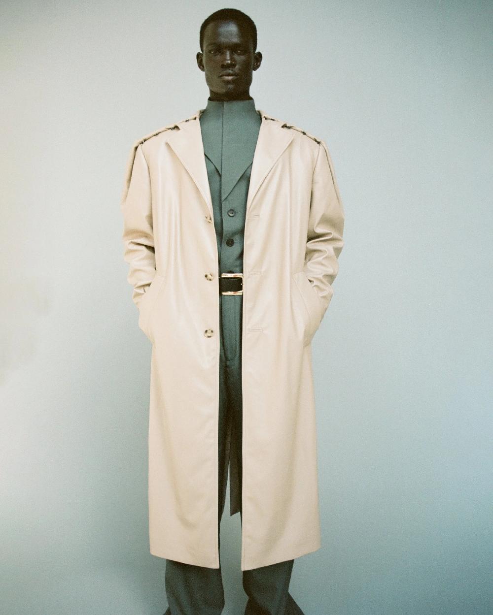 Situationist Beige Leather Coat