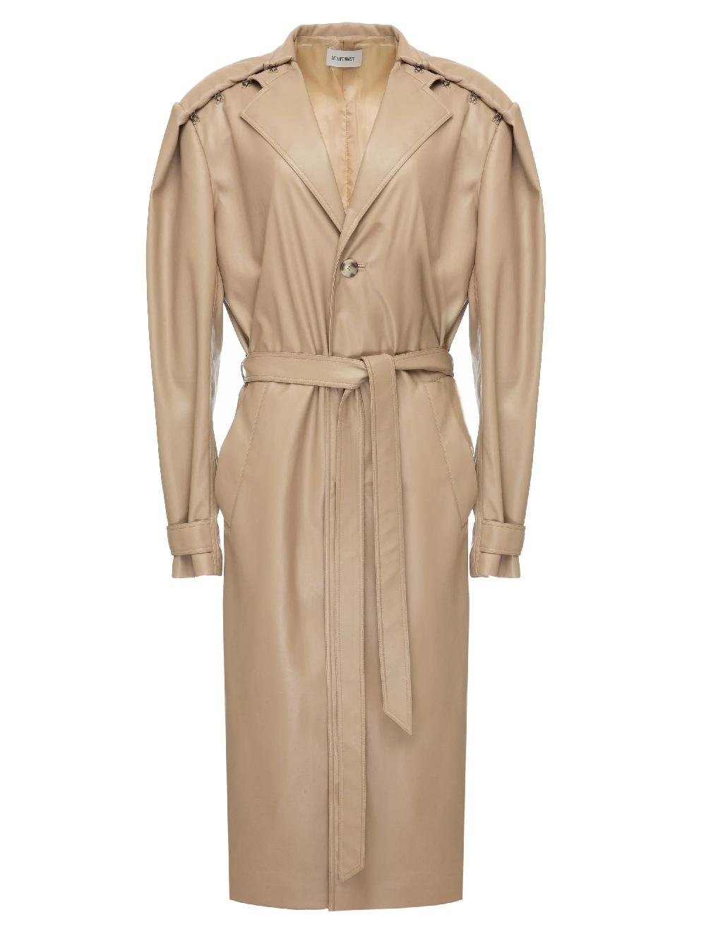 situationist Beige Leather Coat
