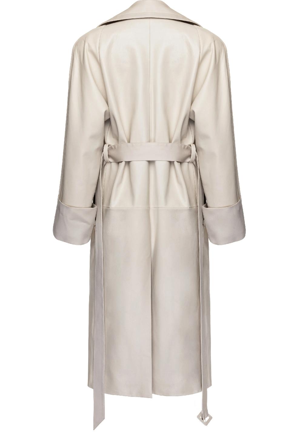 Situationist Beige Leather & Wool Coat