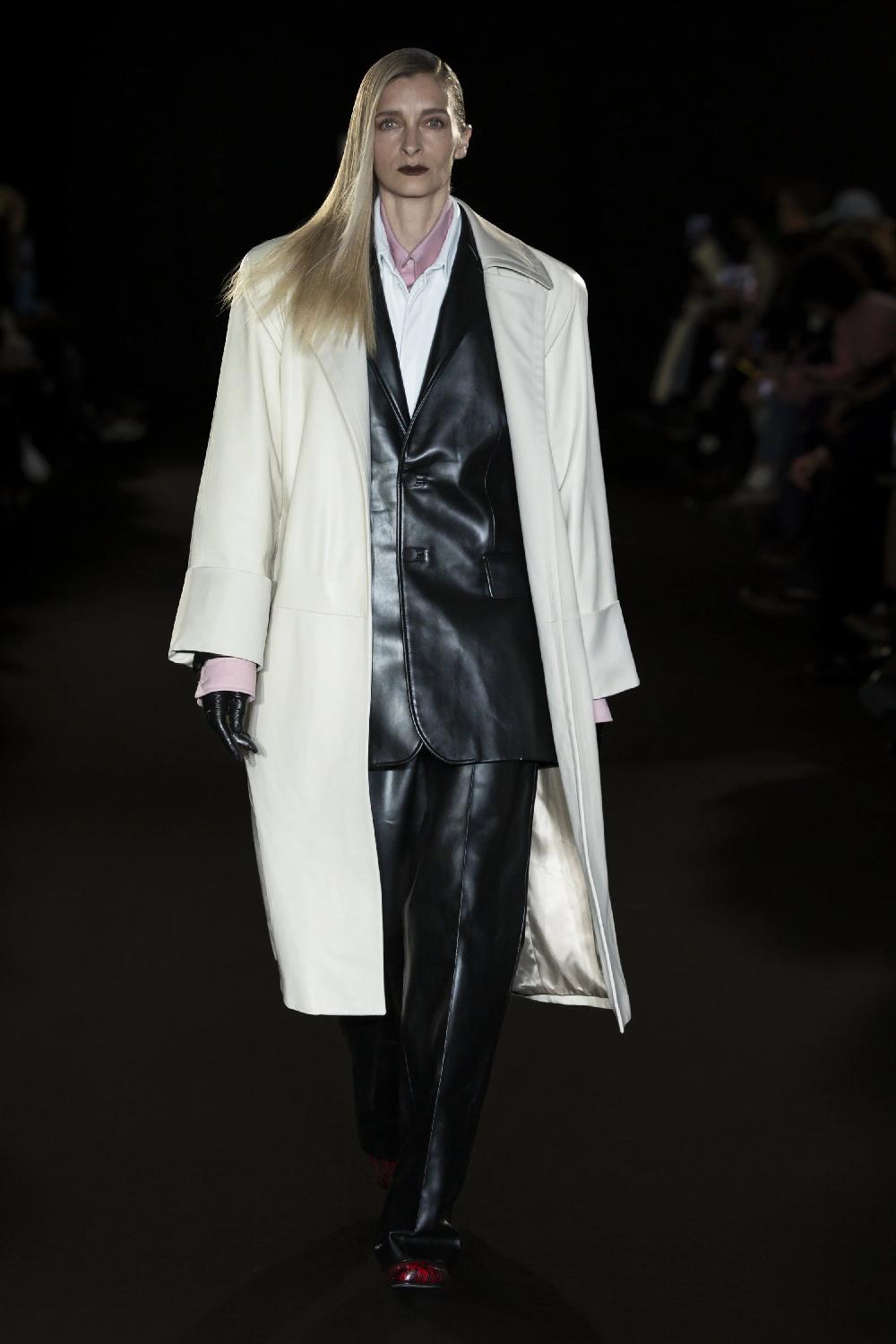 Situationist Beige Leather & Wool Coat