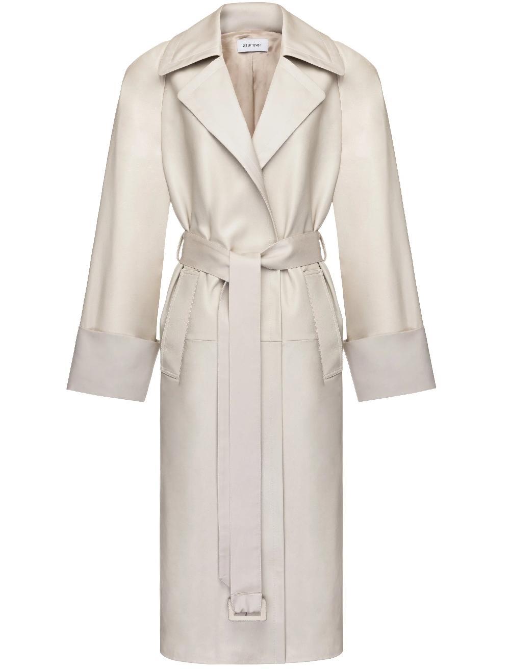 situationist Beige Leather & Wool Coat