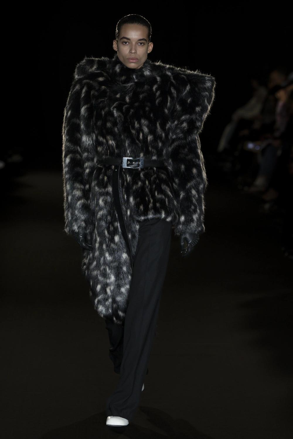 Situationist Black Asymmetric Faux Fur Coat