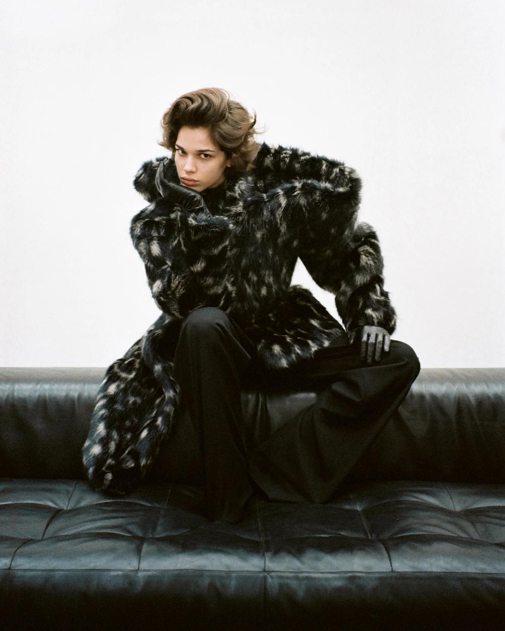 Situationist Black Asymmetric Faux Fur Coat