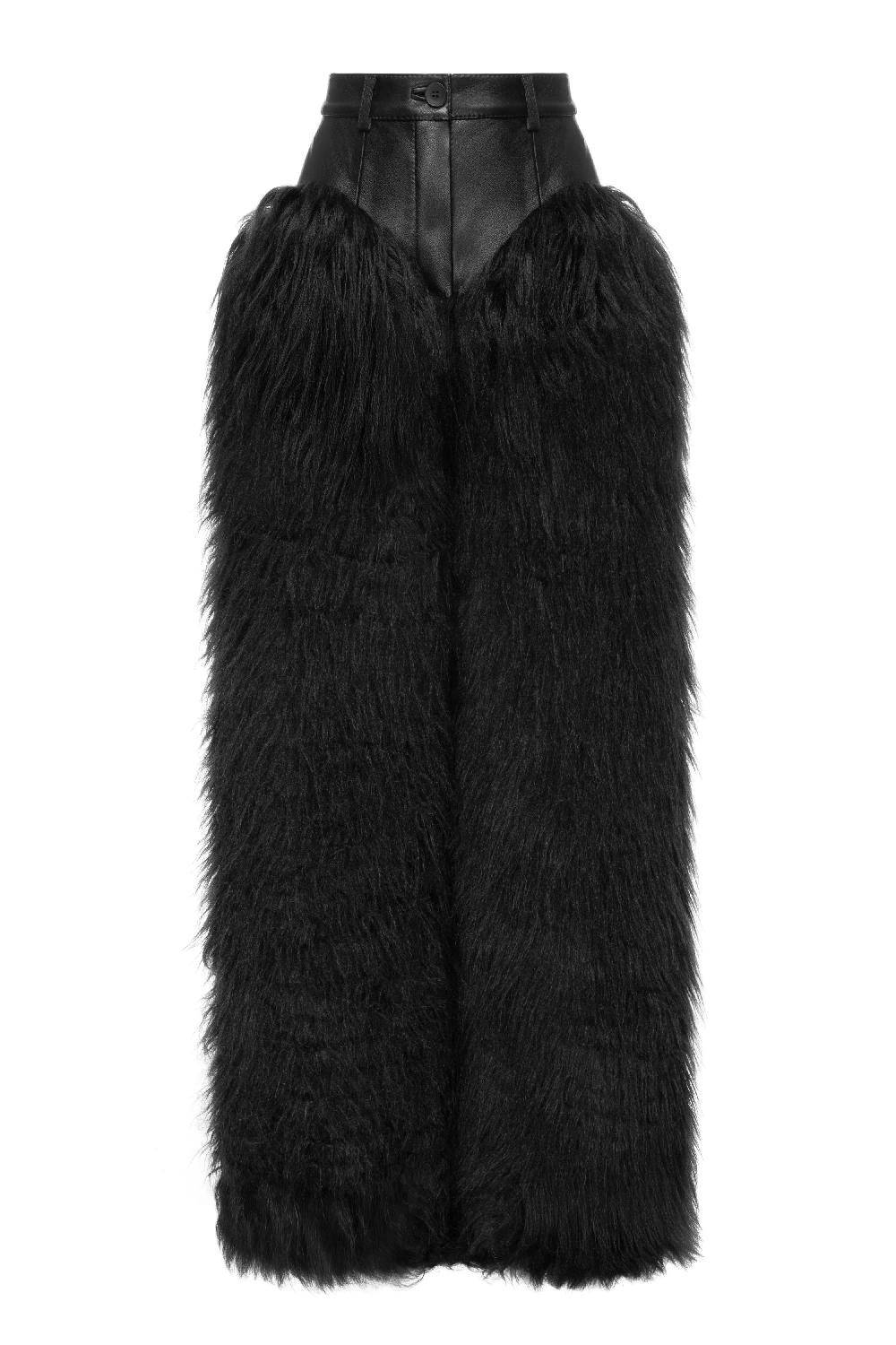 situationist Black Faux Fur & Leather Pants