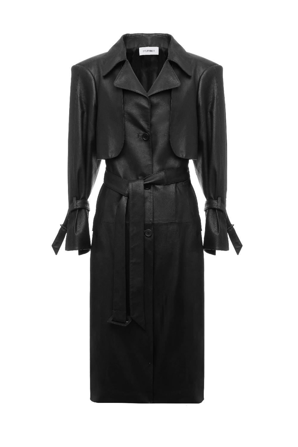 situationist Black Leather Coat