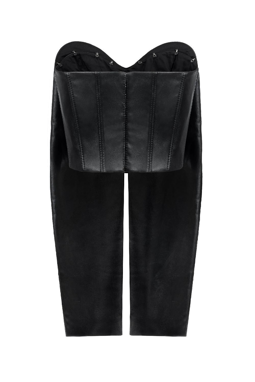 situationist Black Leather Corset
