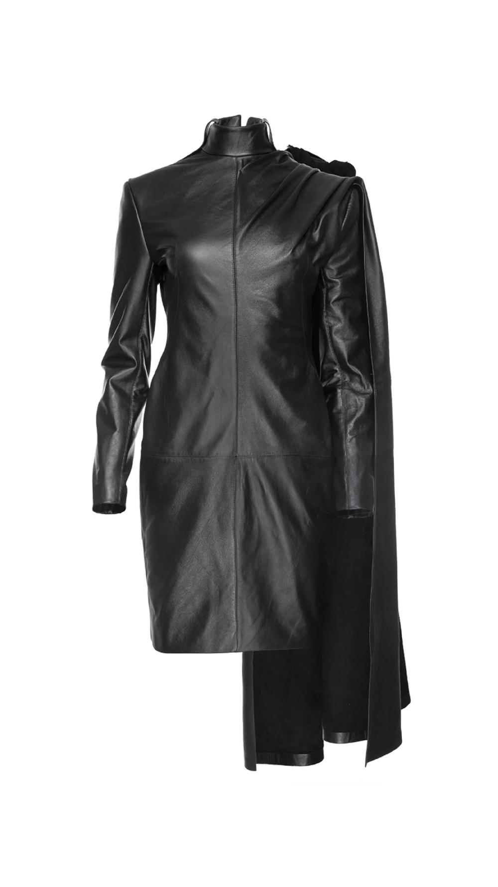 situationist Black Leather Dress
