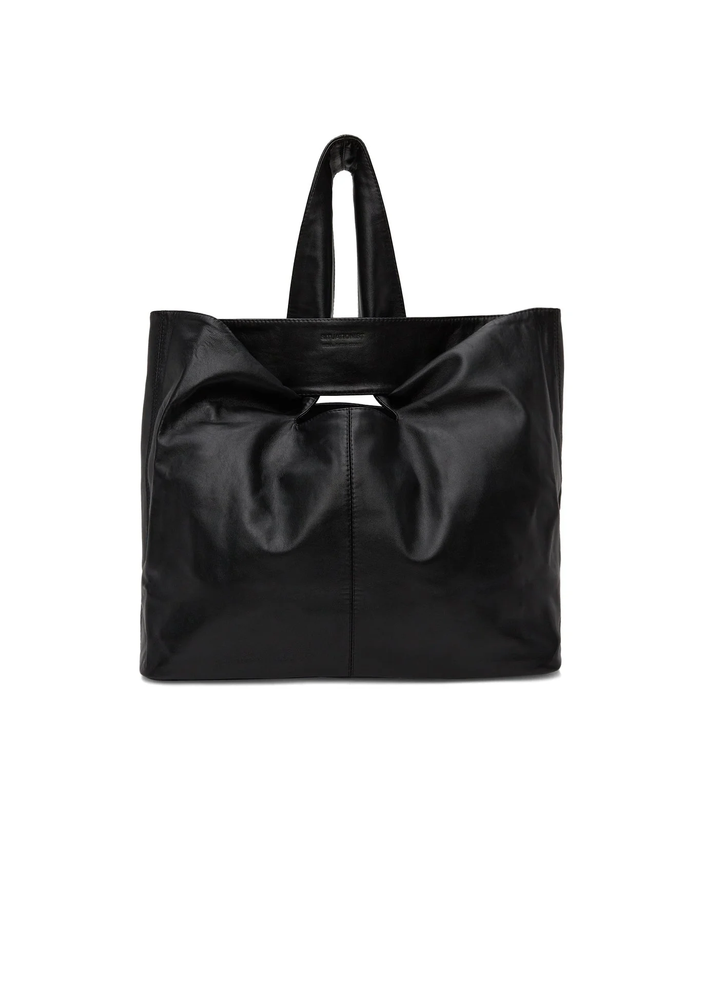 Situationist Black Leather Shopper Bag