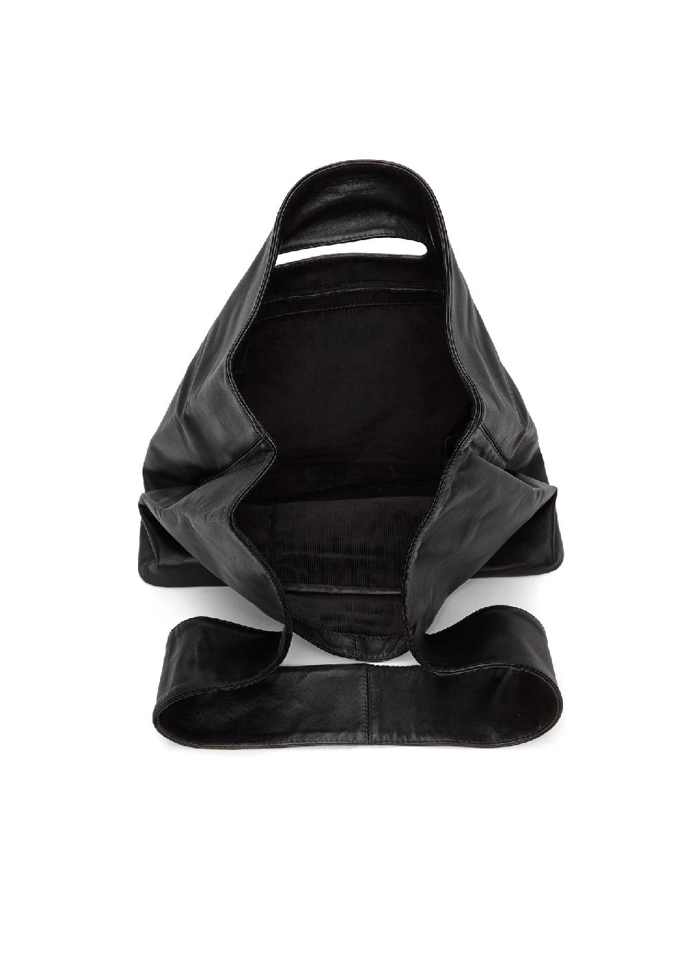 Situationist Black Leather Shopper Bag