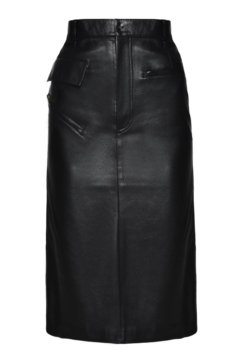 situationist Black Leather Skirt