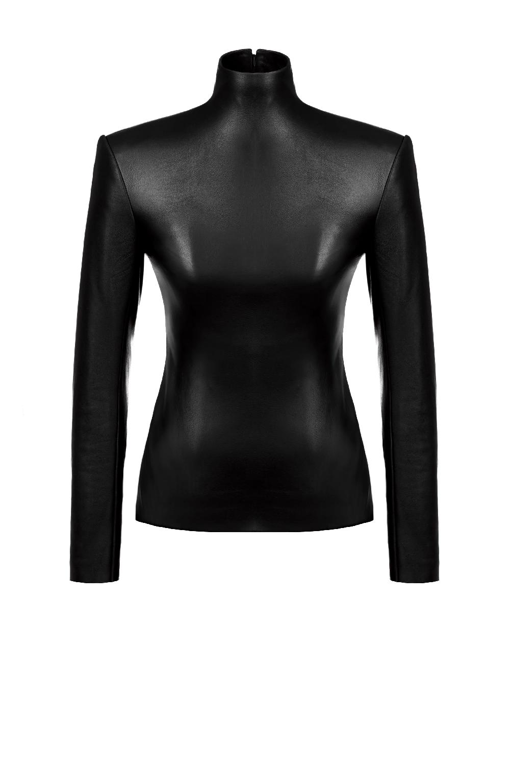 situationist Black Molded Leather Top