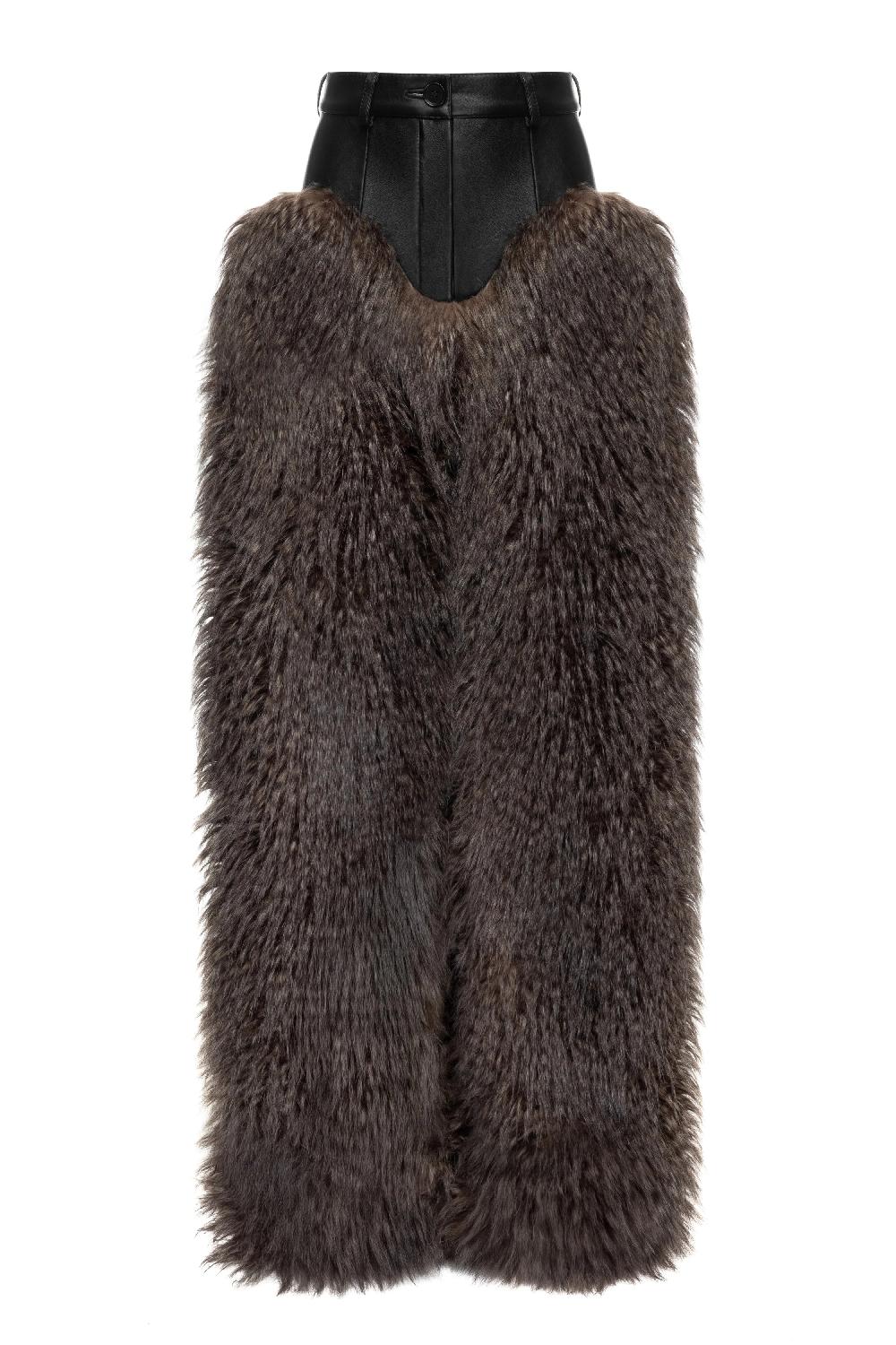 situationist Brown Faux Fur & Leather Pants