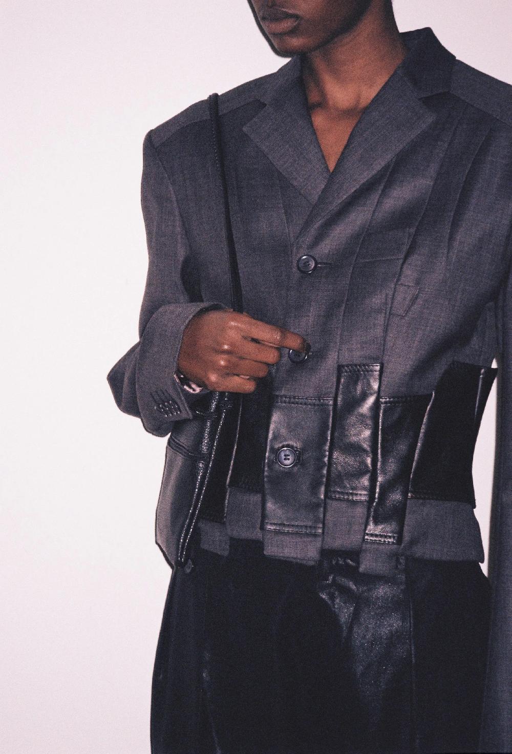 Situationist Grey 06 Wool And Leather Jacket