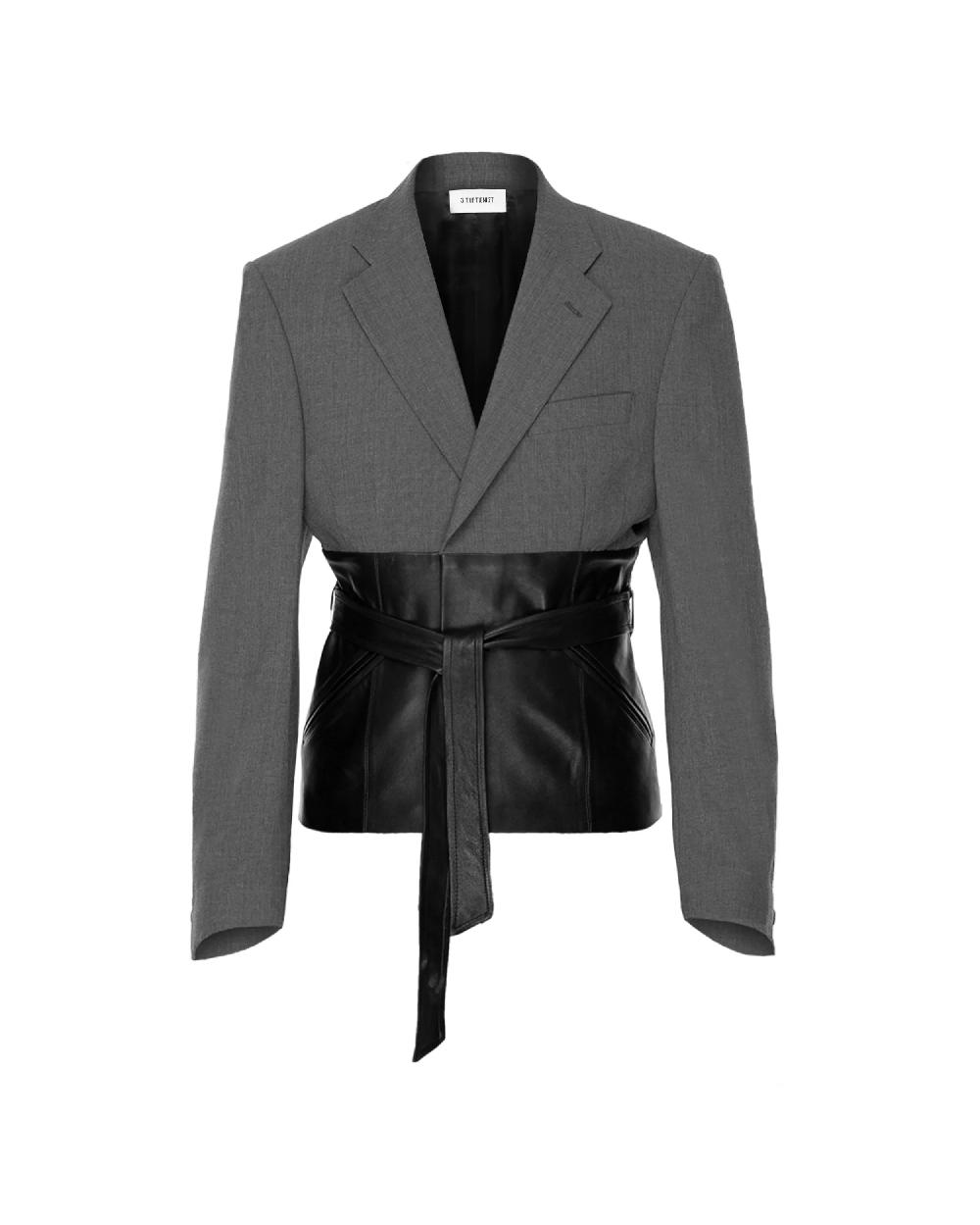 situationist Grey 07 Wool and Leather Jacket