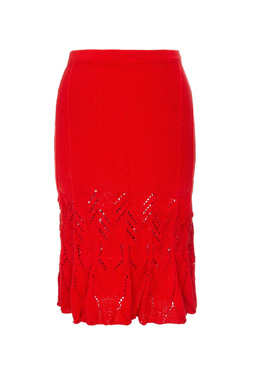 situationist Red Hand-knitted Skirt