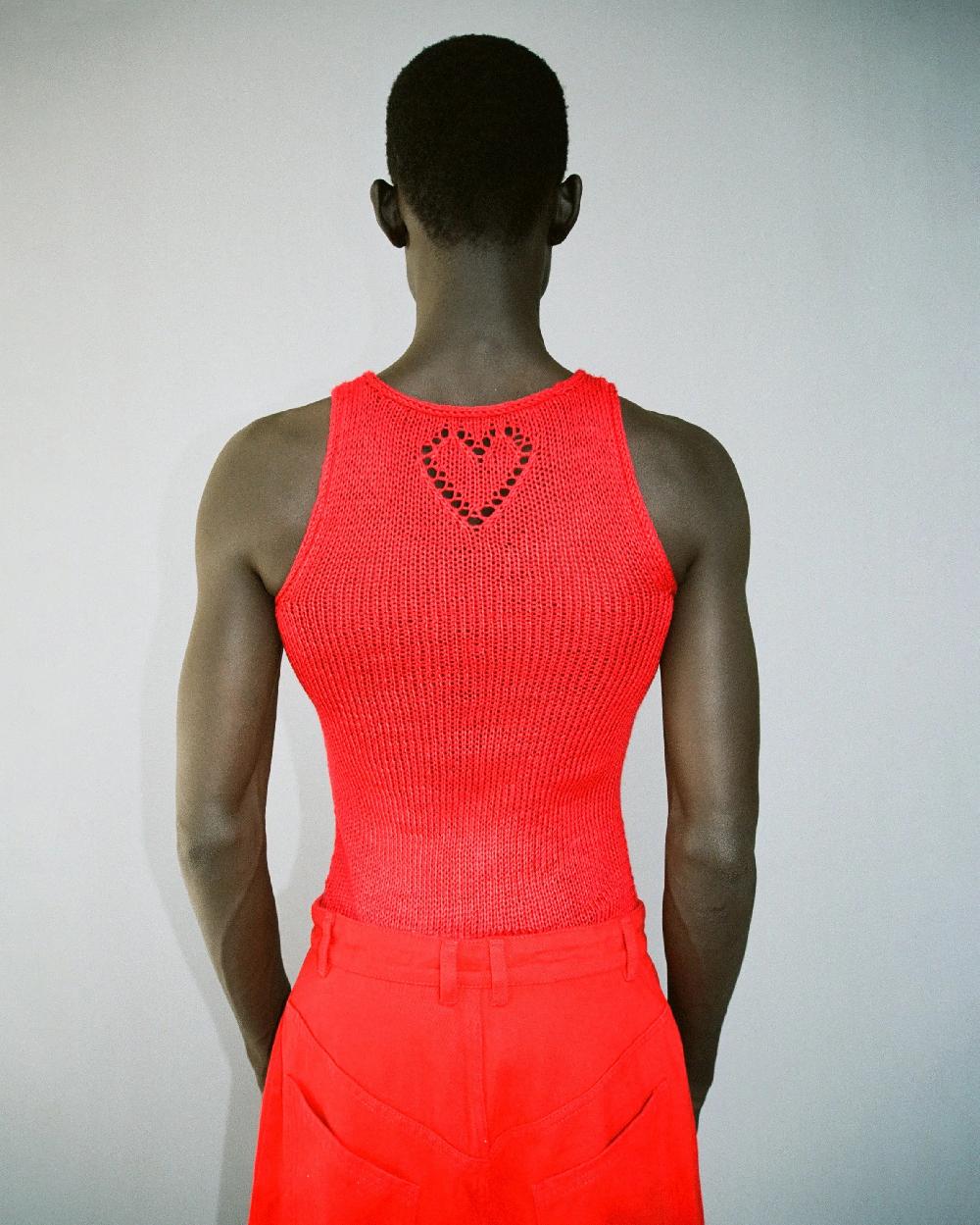 Situationist Red Hand-knitted Top