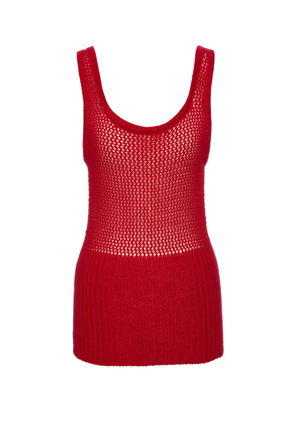 Situationist Red Hand-knitted Top With Bolero