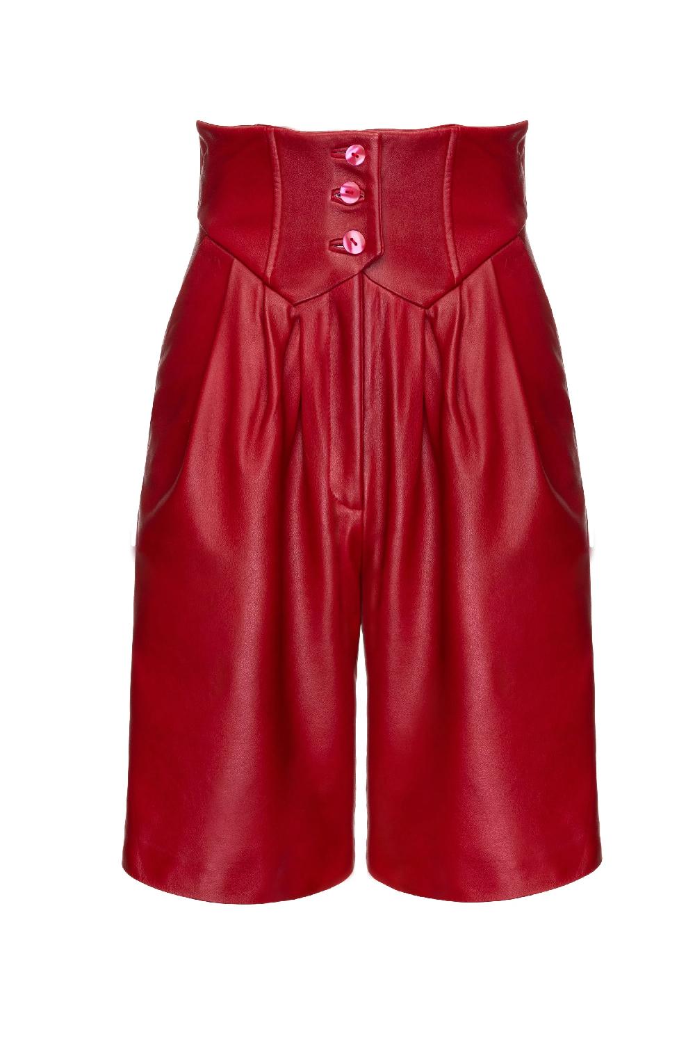 situationist Red Leather Shorts