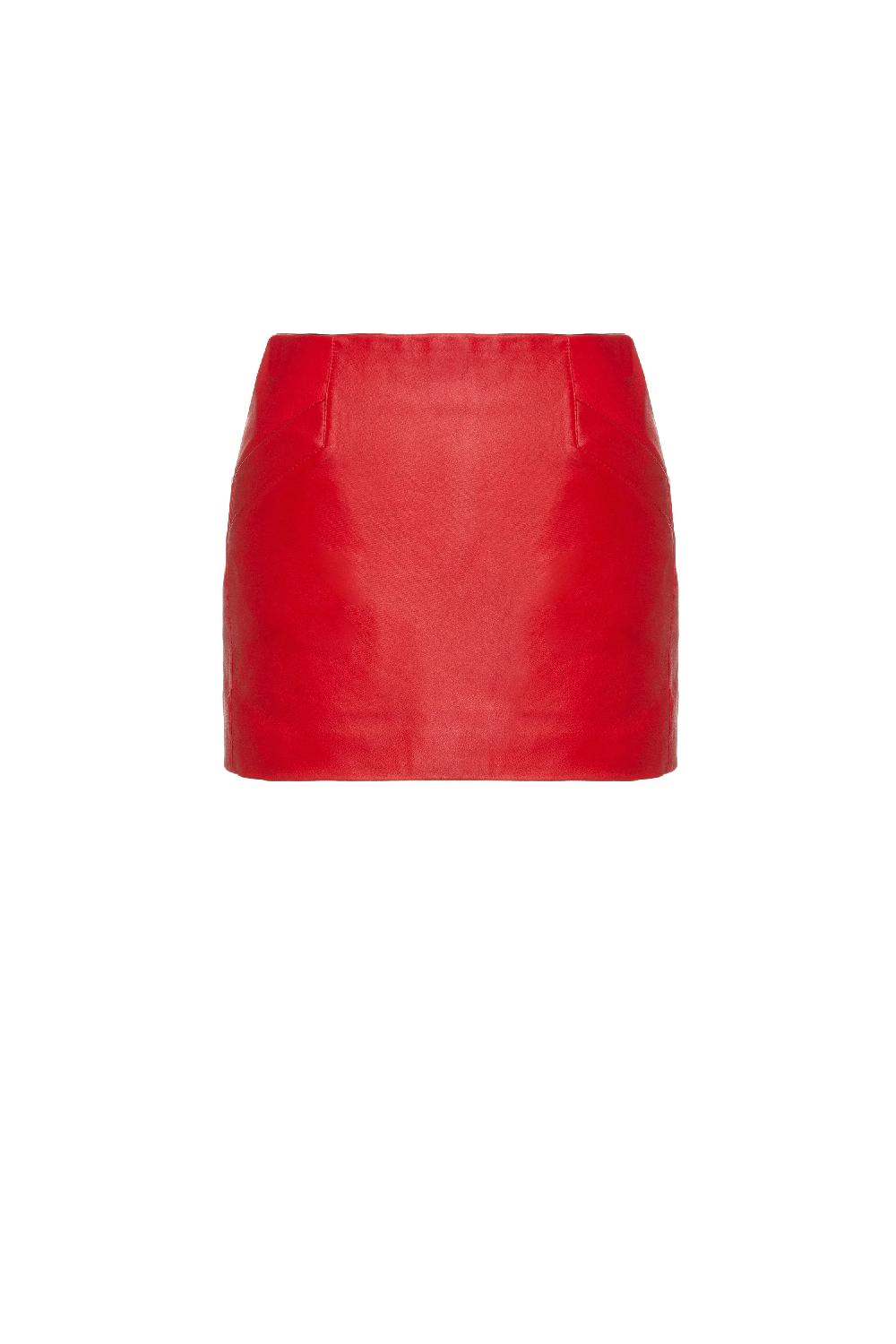 situationist Red Leather Skirt