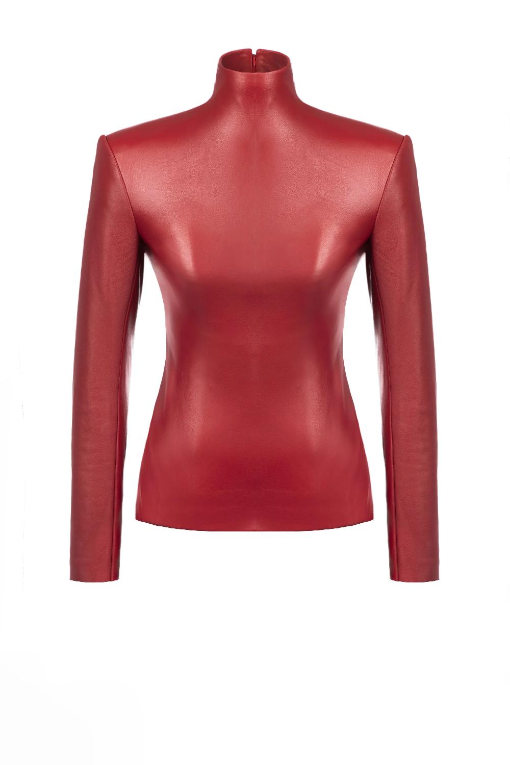 situationist Red Molded Leather Top