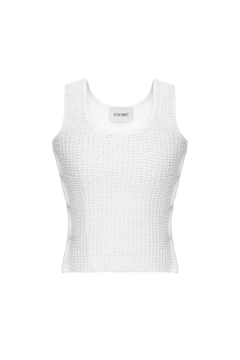 situationist White Hand-Knitted Top