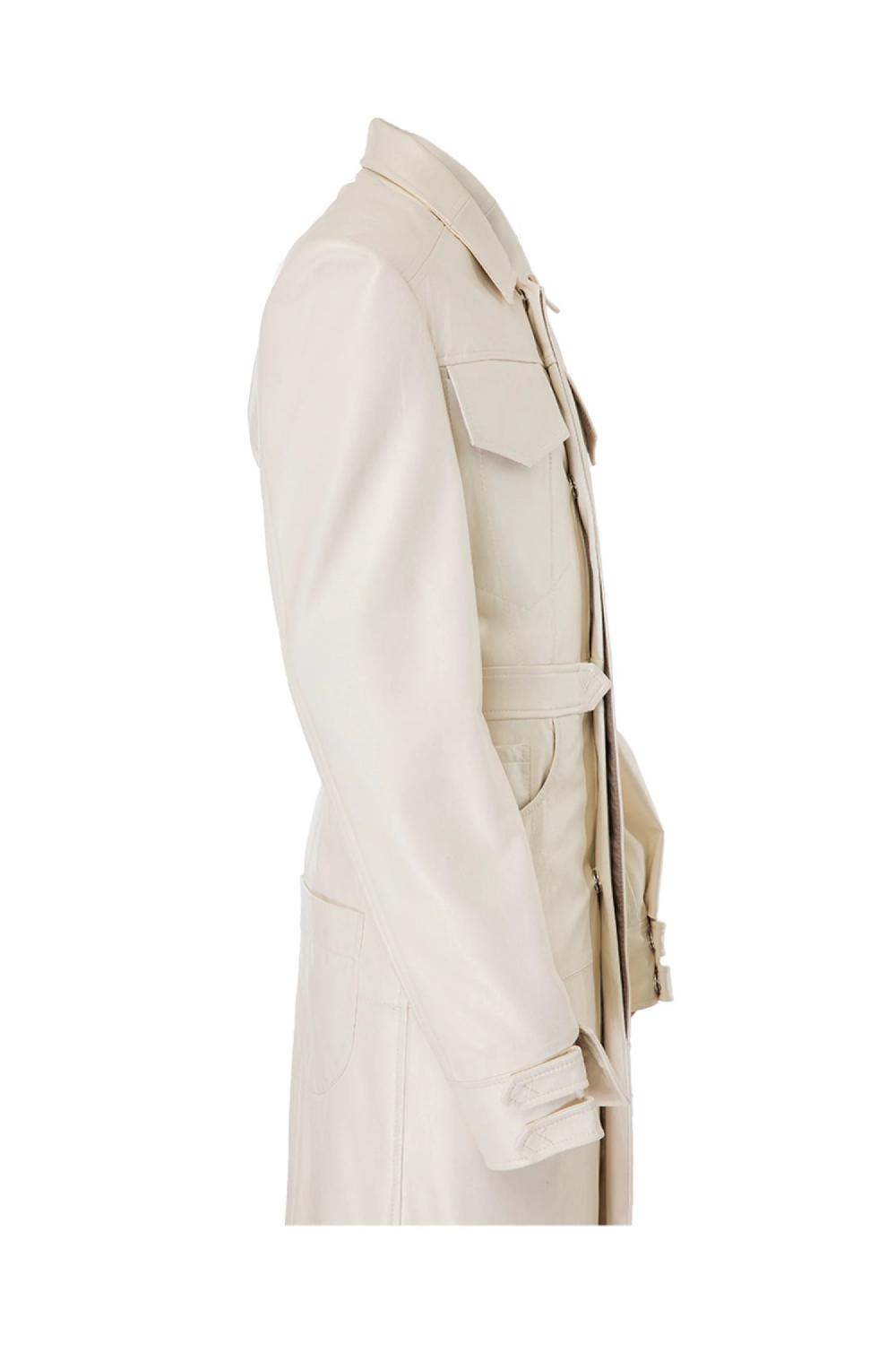 Situationist White Leather Coat