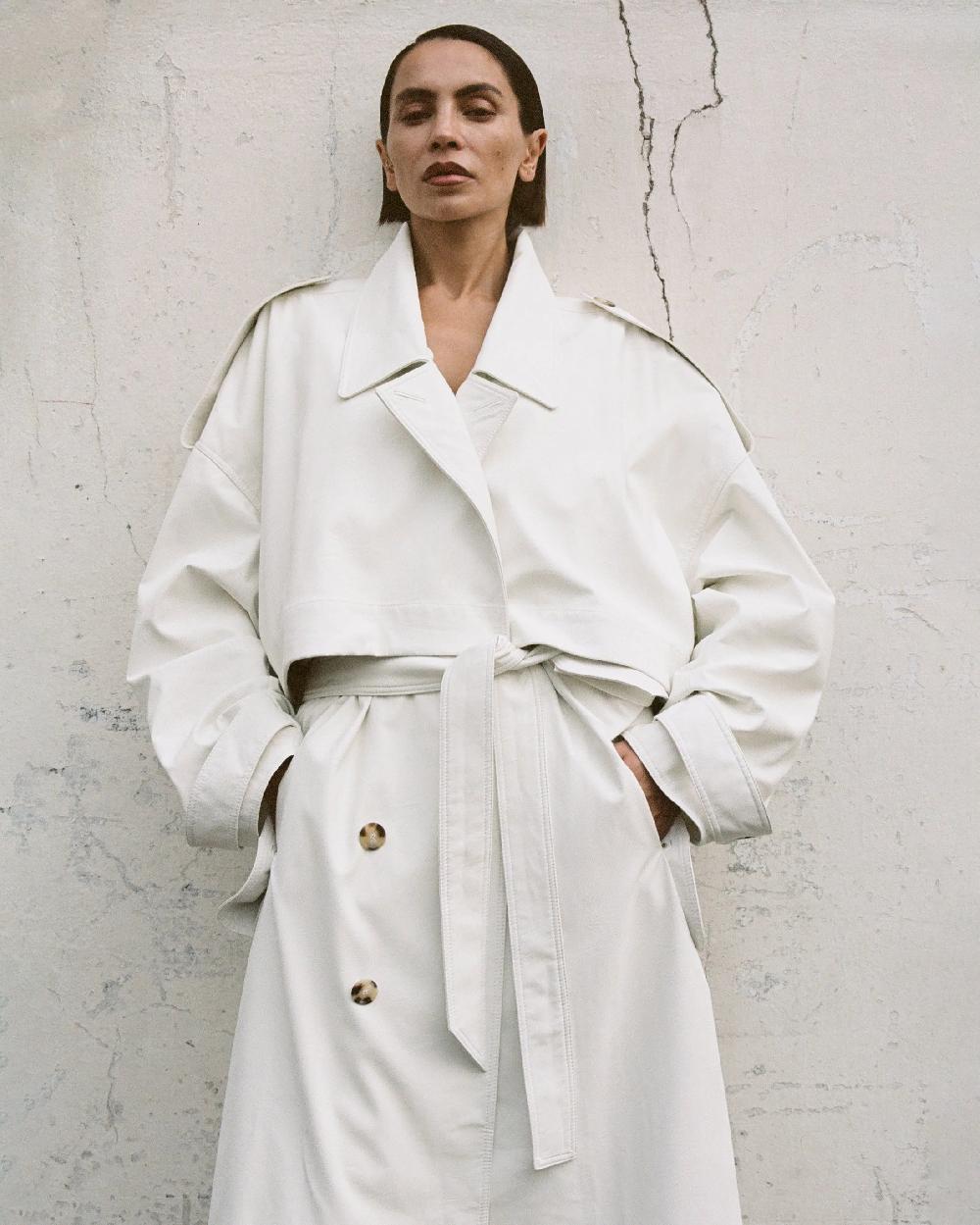 Situationist White Leather Coat