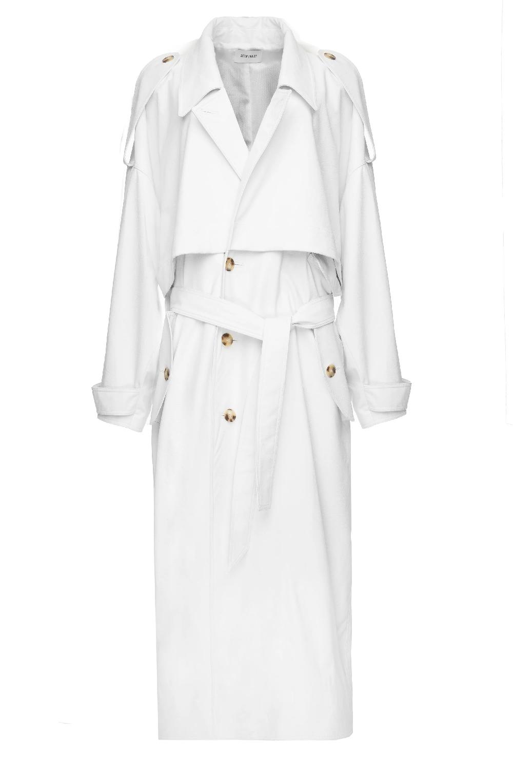 situationist White Leather Coat