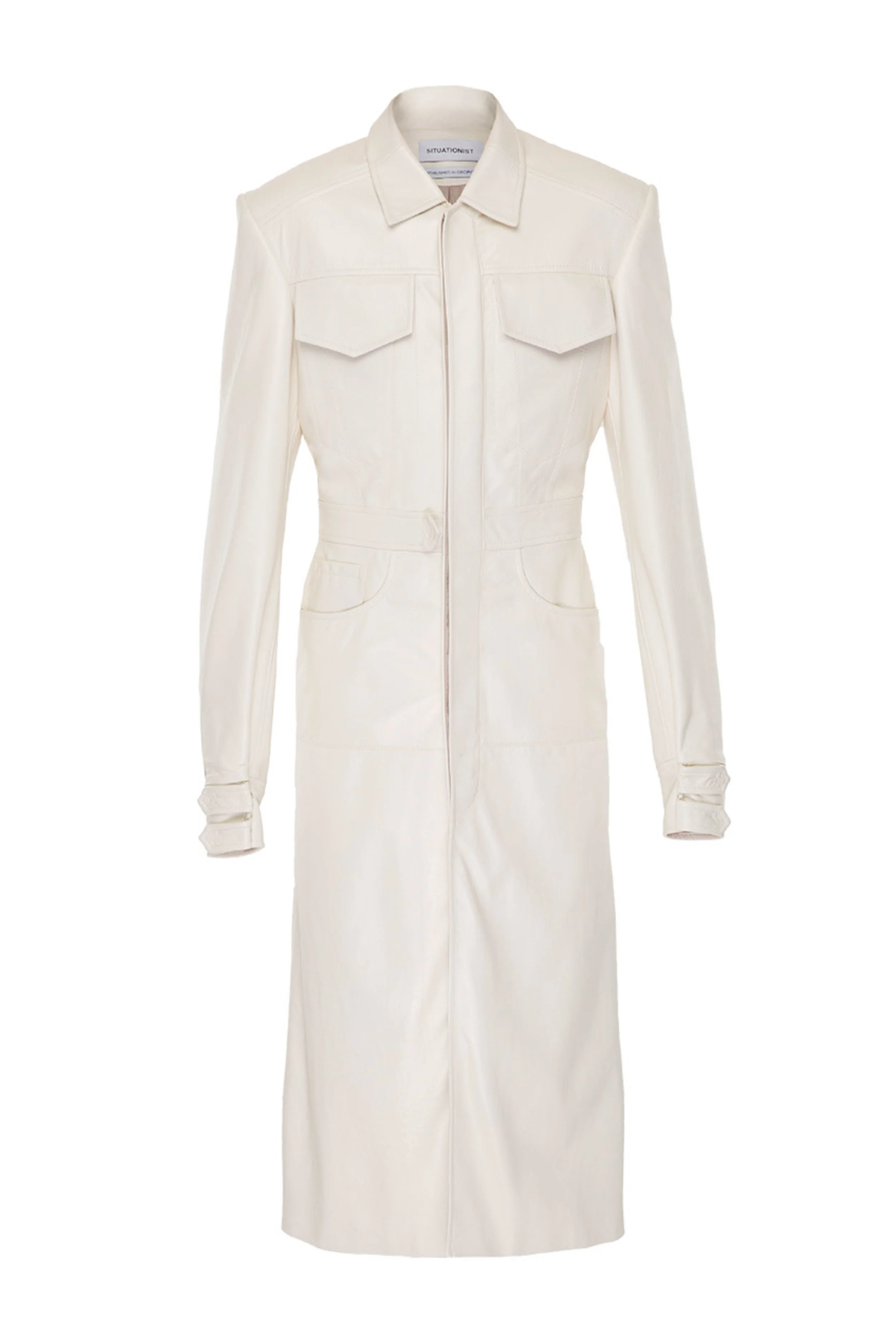 situationist White Leather Coat