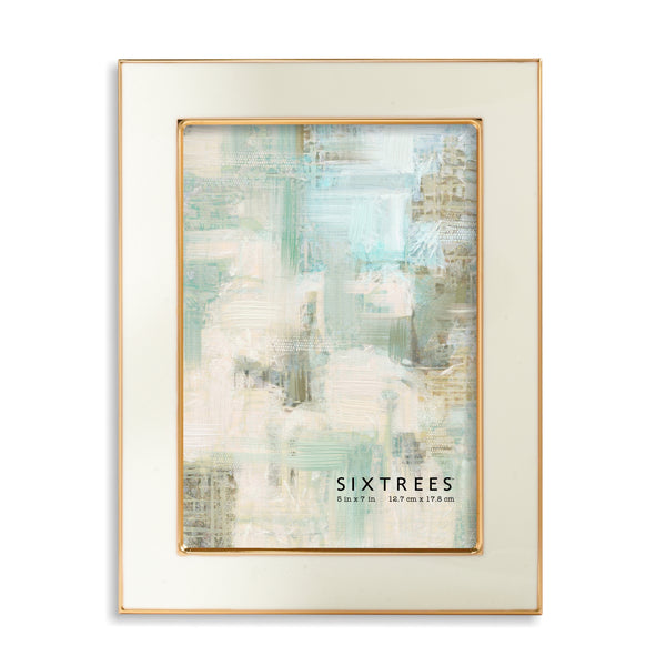 Sixtrees Ava Beige And Gold Enamel Picture Frame - 4X6 5X7 8X10