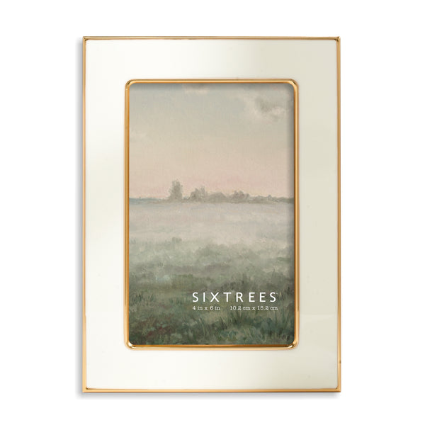 sixtrees Ava Beige and Gold Enamel Picture Frame - 4X6 5X7 8X10
