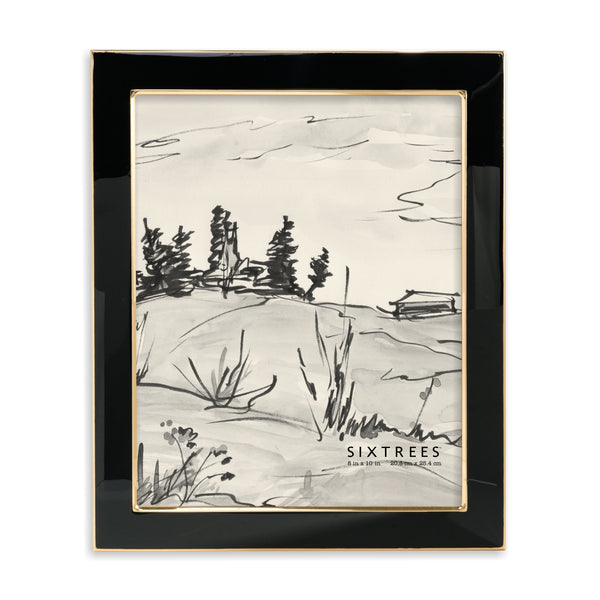 Sixtrees Ava Black And Gold Enamel Picture Frame - 4X6 5X7 8X10