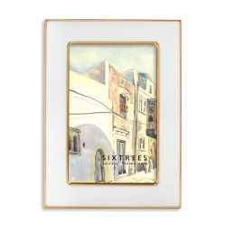 sixtrees Ava White and Gold Enamel Picture Frame - 4X6 5X7 8X10
